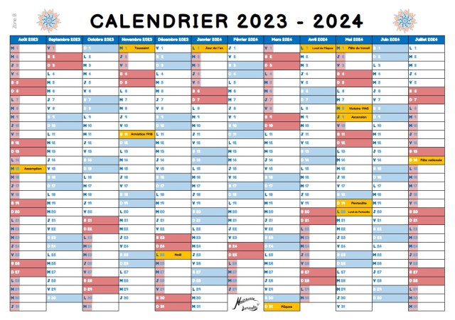 Calendrier annuel 2023 – 2024 – Maîtresse Lunicole